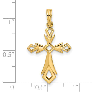 14K Yellow Gold Fancy Cross Charm D5490