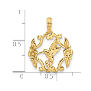 14K Yellow Gold Polished Fancy Hummingbird Charm D5498