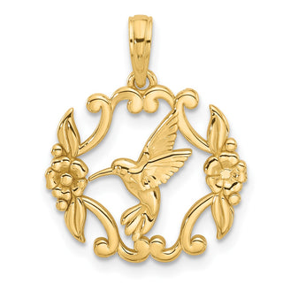 14K Yellow Gold Polished Fancy Hummingbird Charm D5498