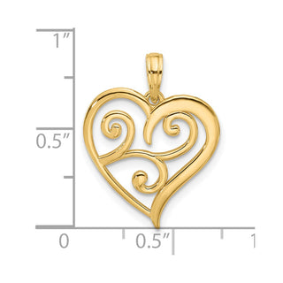 14K Yellow Gold Fancy Heart Charm D5501