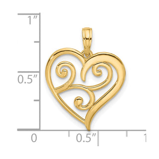 14K Yellow Gold Fancy Heart Charm D5501