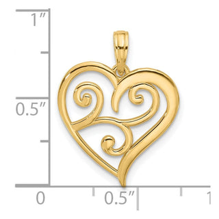 14K Yellow Gold Fancy Heart Charm D5501