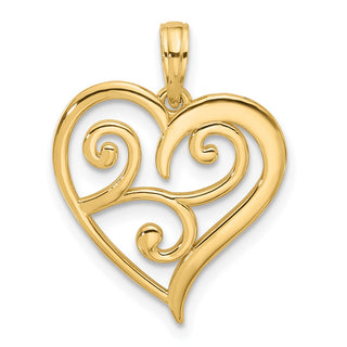 14K Yellow Gold Fancy Heart Charm D5501
