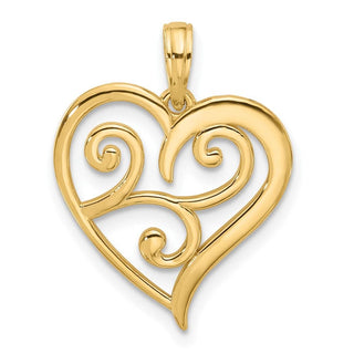14K Yellow Gold Fancy Heart Charm D5501
