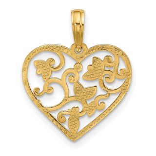 14K Yellow Gold Fancy Heart Charm D5503