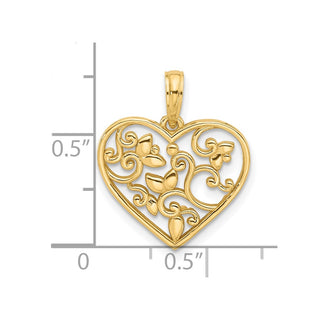 14K Yellow Gold Fancy Heart Charm D5503