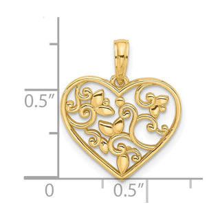 14K Yellow Gold Fancy Heart Charm D5503