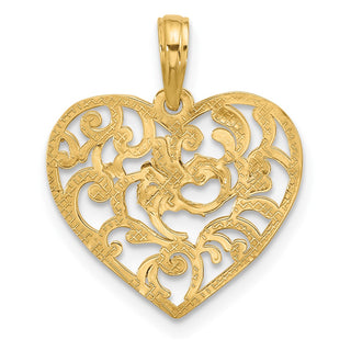 14K Yellow Gold Polished Fancy Heart Charm D5506