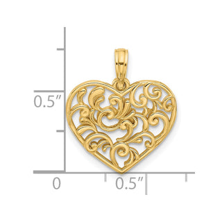 14K Yellow Gold Polished Fancy Heart Charm D5506