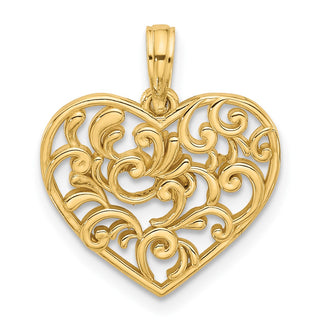 14K Yellow Gold Polished Fancy Heart Charm D5506