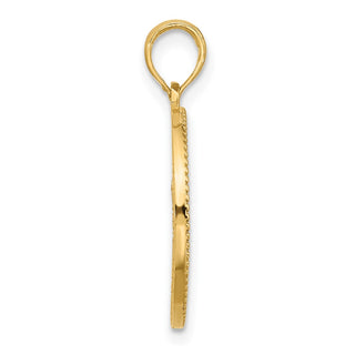 14K Yellow Gold Polished Circle with Tree Charm