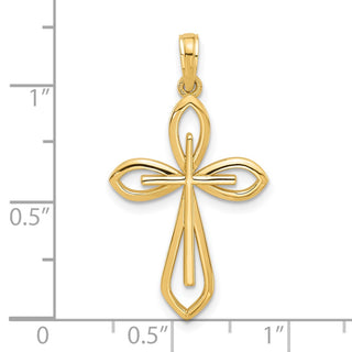 14K Yellow Gold Fancy Two Cross Charm