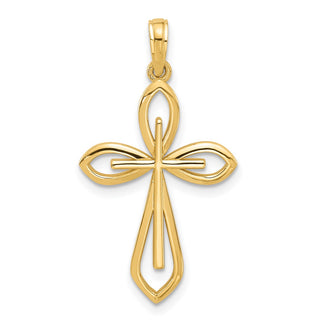 14K Yellow Gold Fancy Two Cross Charm