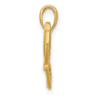 14K Yellow Gold Fancy Heart and Ribbon Charm