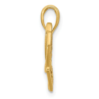 14K Yellow Gold Fancy Heart and Ribbon Charm