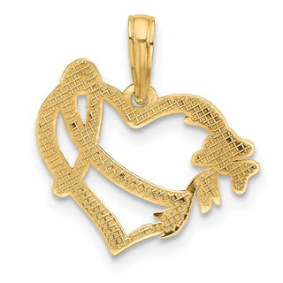14K Yellow Gold Fancy Heart and Ribbon Charm