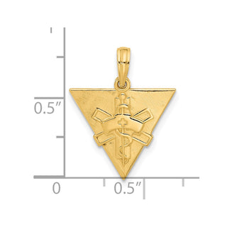 14K Yellow Gold Polished Triangle Caduceus Charm