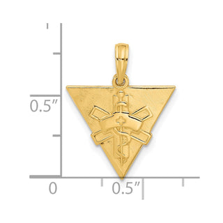 14K Yellow Gold Polished Triangle Caduceus Charm