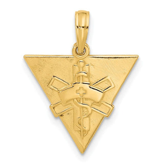 14K Yellow Gold Polished Triangle Caduceus Charm