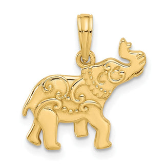14K Yellow Gold Polished Fancy Elephant Charm