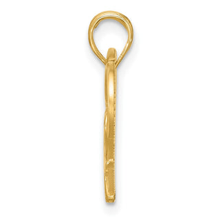 14K Yellow Gold Polished and Brushed Fancy Heart Charm