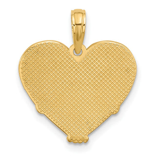 14K Yellow Gold Polished and Brushed Fancy Heart Charm