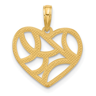 14K Yellow Gold Polished Fancy Heart Charm D5538