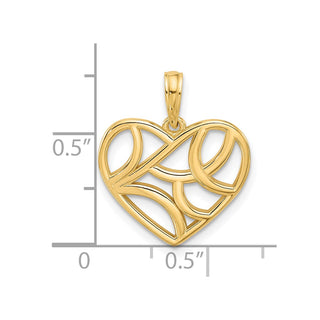 14K Yellow Gold Polished Fancy Heart Charm D5538