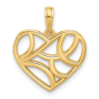 14K Yellow Gold Polished Fancy Heart Charm D5538