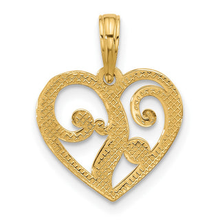 14K Yellow Gold Polished Fancy Heart Charm D5539