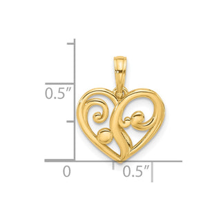 14K Yellow Gold Polished Fancy Heart Charm D5539