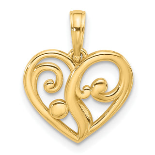 14K Yellow Gold Polished Fancy Heart Charm D5539