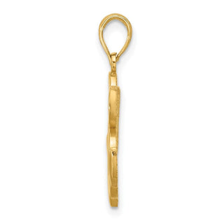 14K Yellow Gold Polished Anchor and Clover Charm
