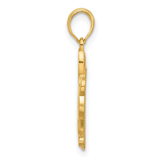 14K Yellow Gold Polished and Satin Horseshoe and Clover Charm