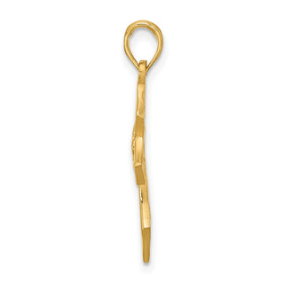 14K Yellow Gold Fancy Cross and Fleur-De-Lis Charm