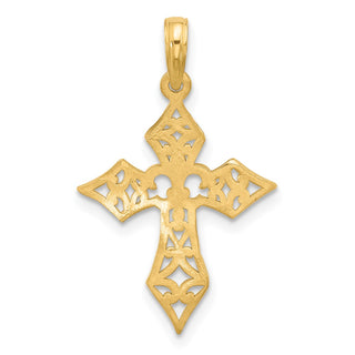 14K Yellow Gold Fancy Cross and Fleur-De-Lis Charm