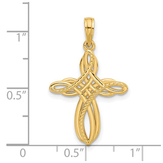 14K Yellow Gold Fancy Cross Charm D5555