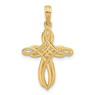 14K Yellow Gold Fancy Cross Charm D5555