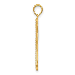 14K Yellow Gold Polished and Beaded Cross Charm