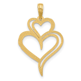 14K Yellow Gold Polished Fancy Two Heart Charm