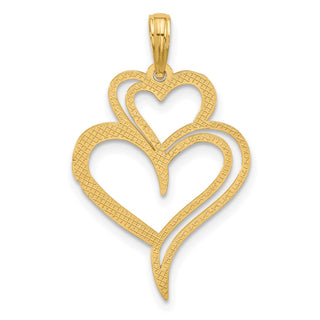 14K Yellow Gold Polished Fancy Two Heart Charm