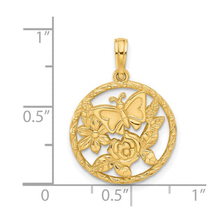 14K Yellow Gold Polished Fancy Butterfly and Hearts Charm