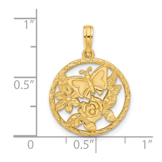 14K Yellow Gold Polished Fancy Butterfly and Hearts Charm