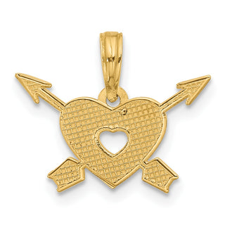 14K Yellow Gold Polished Heart and Arrows Charm