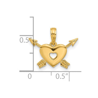 14K Yellow Gold Polished Heart and Arrows Charm