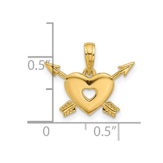 14K Yellow Gold Polished Heart and Arrows Charm