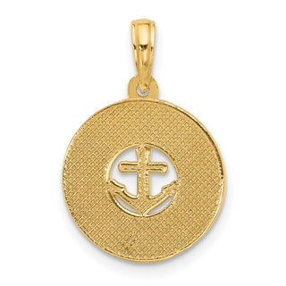 14K Yellow Gold Polished Anchor and Stars Charm