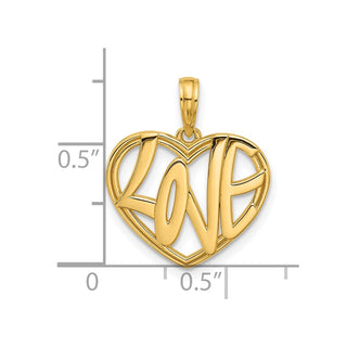 14K Yellow Gold Polished Fancy Love Heart Charm