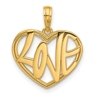 14K Yellow Gold Polished Fancy Love Heart Charm