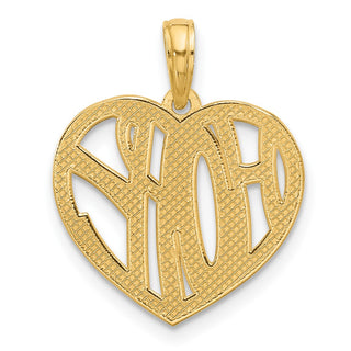 14K Yellow Gold Polished HOPE Heart Charm